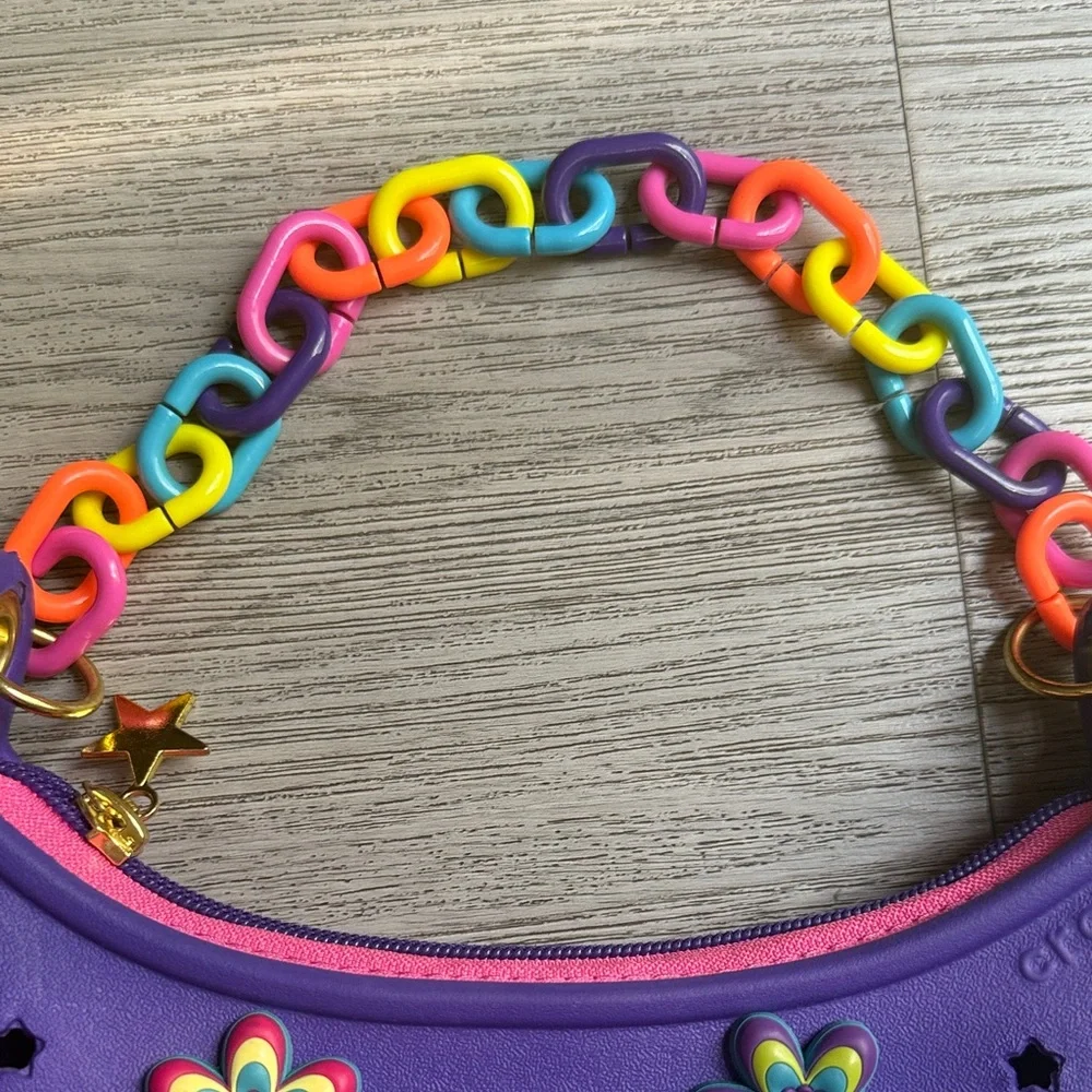 CROC Purple Kids Handbag with Colorful Chain